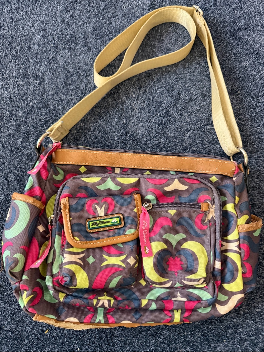 Lily Bloom Multicolor Floral Pattern Crossbody Purse with Multiple Pockets